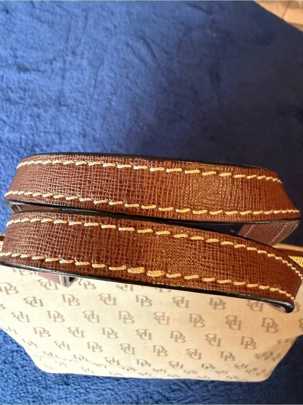 Dooney & Bourke Tan Signature Tote with Brown Leather Trim